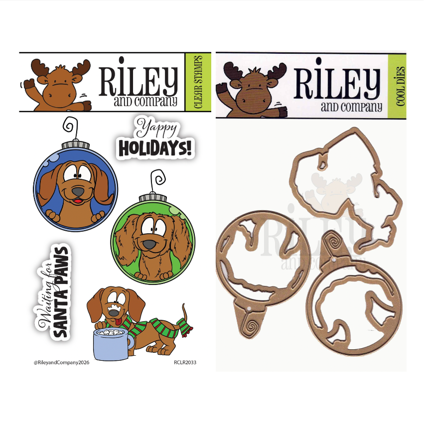 Riley and Company Woody and Hazel Ornaments Clear Stamp and Die Set