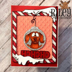 Riley and Company Woody and Hazel Ornaments Clear Stamp and Die Set silver glitter ornament card