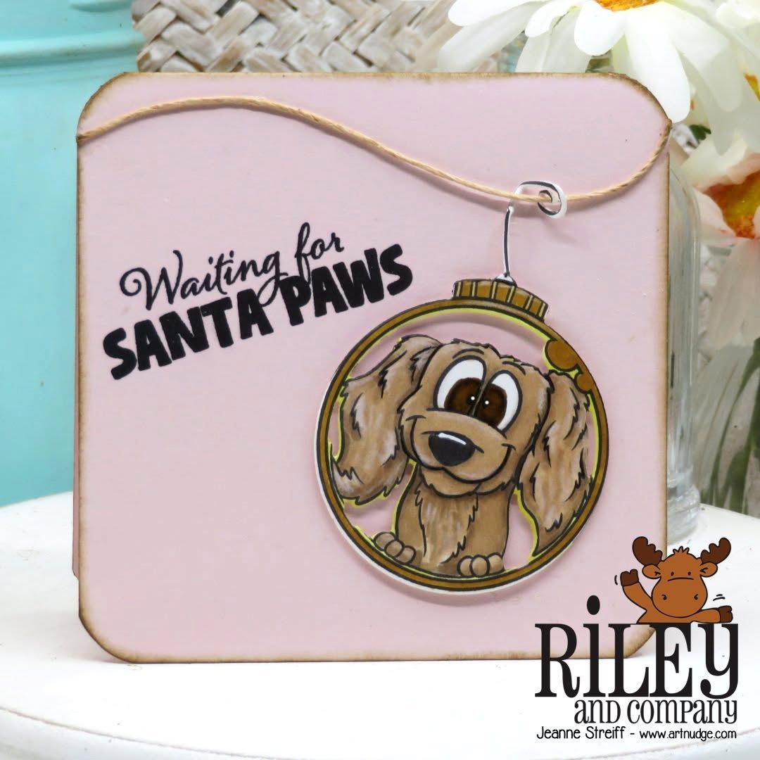 Riley and Company Woody and Hazel Ornaments Dies rd2033 waiting for santa card