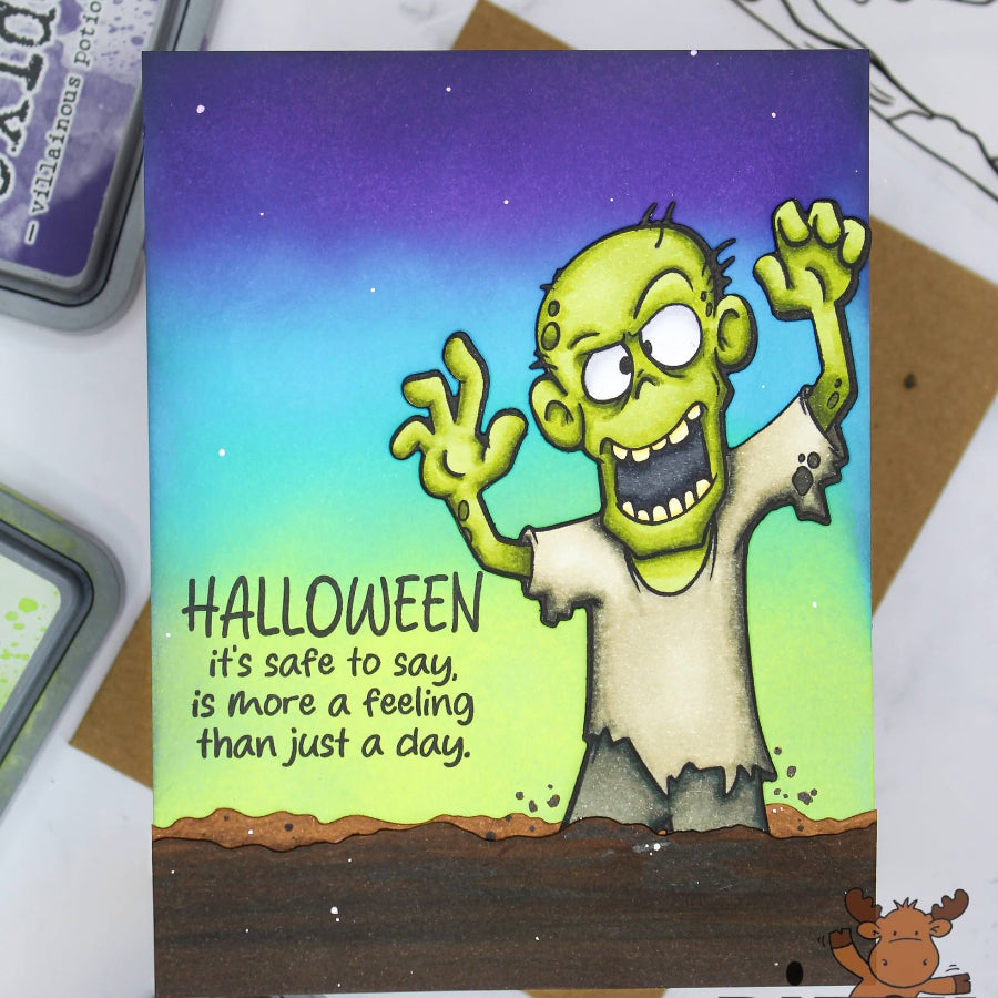 Riley and Company Zombie 1 Clear Stamp and Die Set halloween card