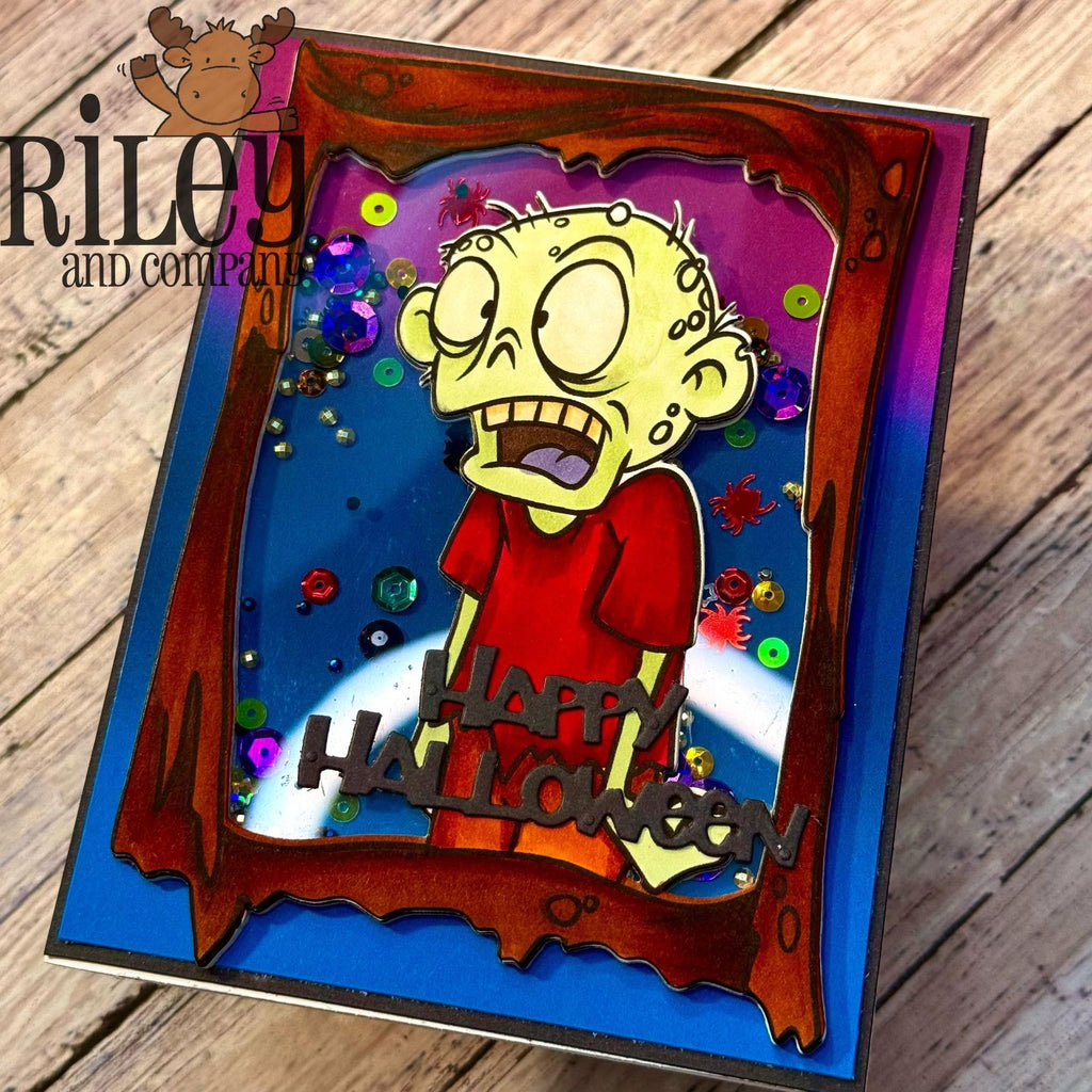 Riley and Company Zombie 2 Clear Stamp and Die Set happy halloween card