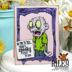 Riley and Company Zombie 2 Clear Stamp rclr2031 purple frame spooky card