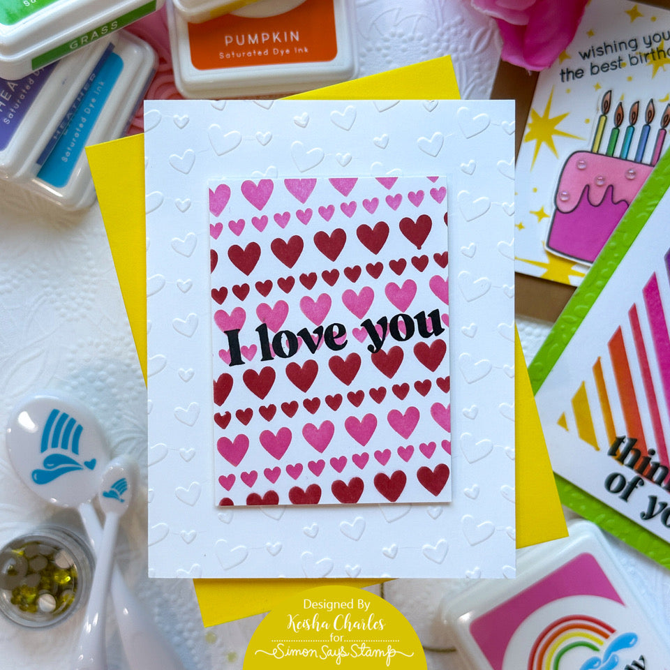 Rainbow Splash Stencil Rising Hearts rss101 Splendor Love You Card