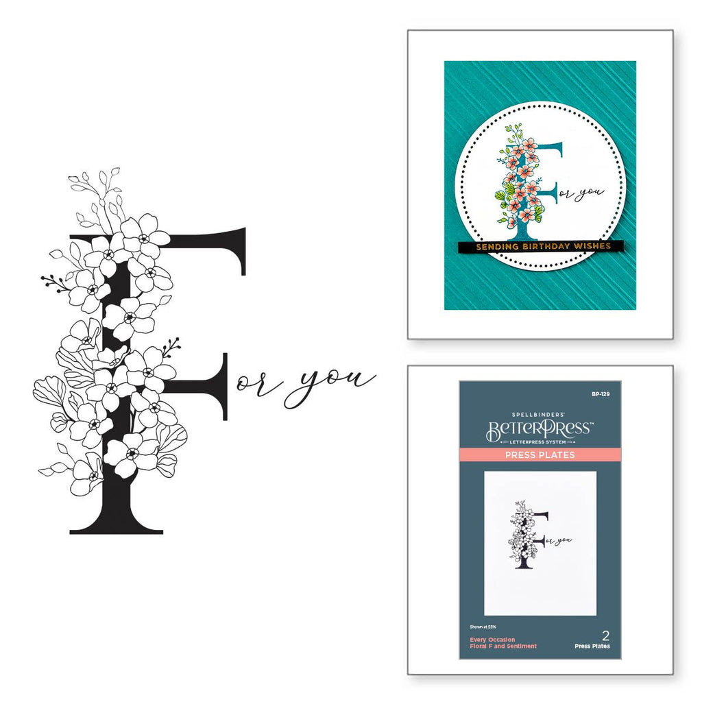 bp-129 Spellbinders Floral F and Sentiment Press Plates product image