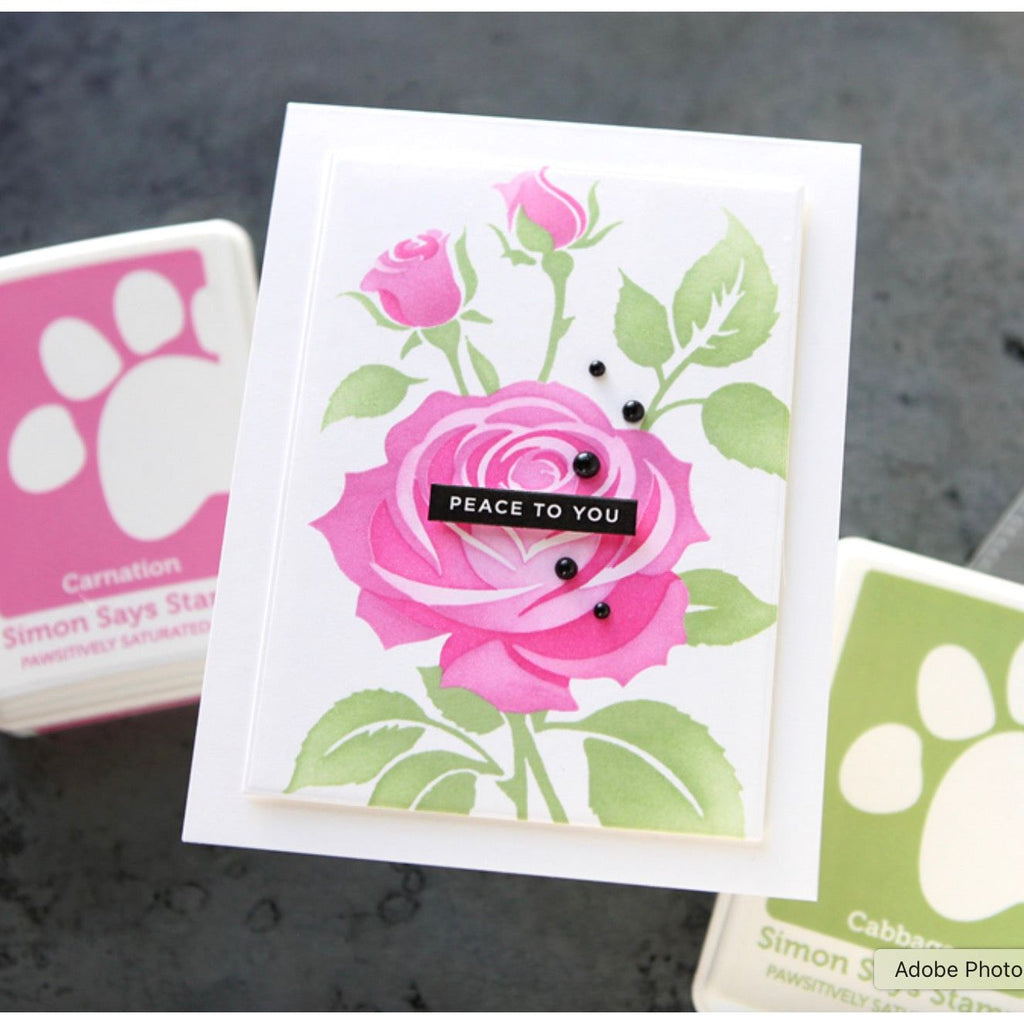 Simon Says Stamp Set of 4 Stencils Elegant Rose 1090st Sympathy Card | color-code:ALT13