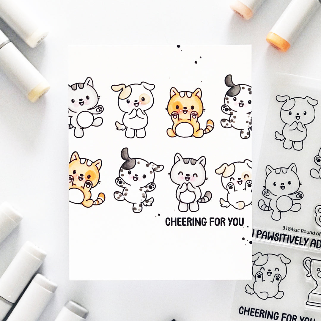 Simon Says Clear Stamps Round of Appaws 3184ssc Favorite Things Cheering for You Card