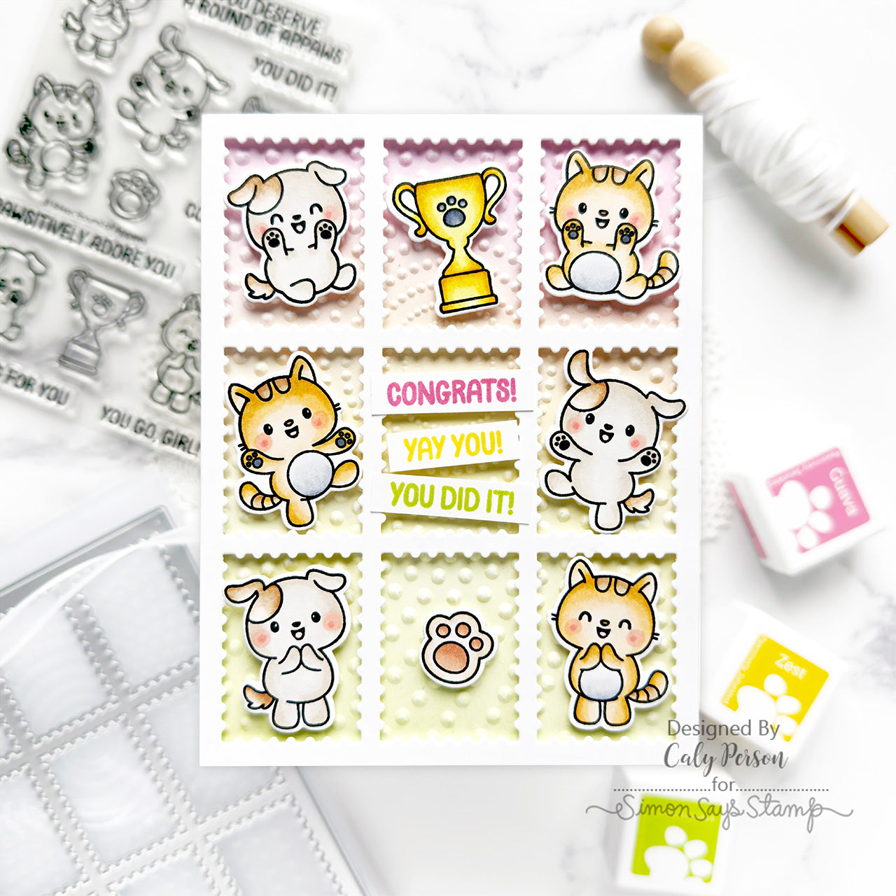 Simon Says Clear Stamps Round of Appaws 3184ssc Favorite Things Congrats Card | color-code:ALT03