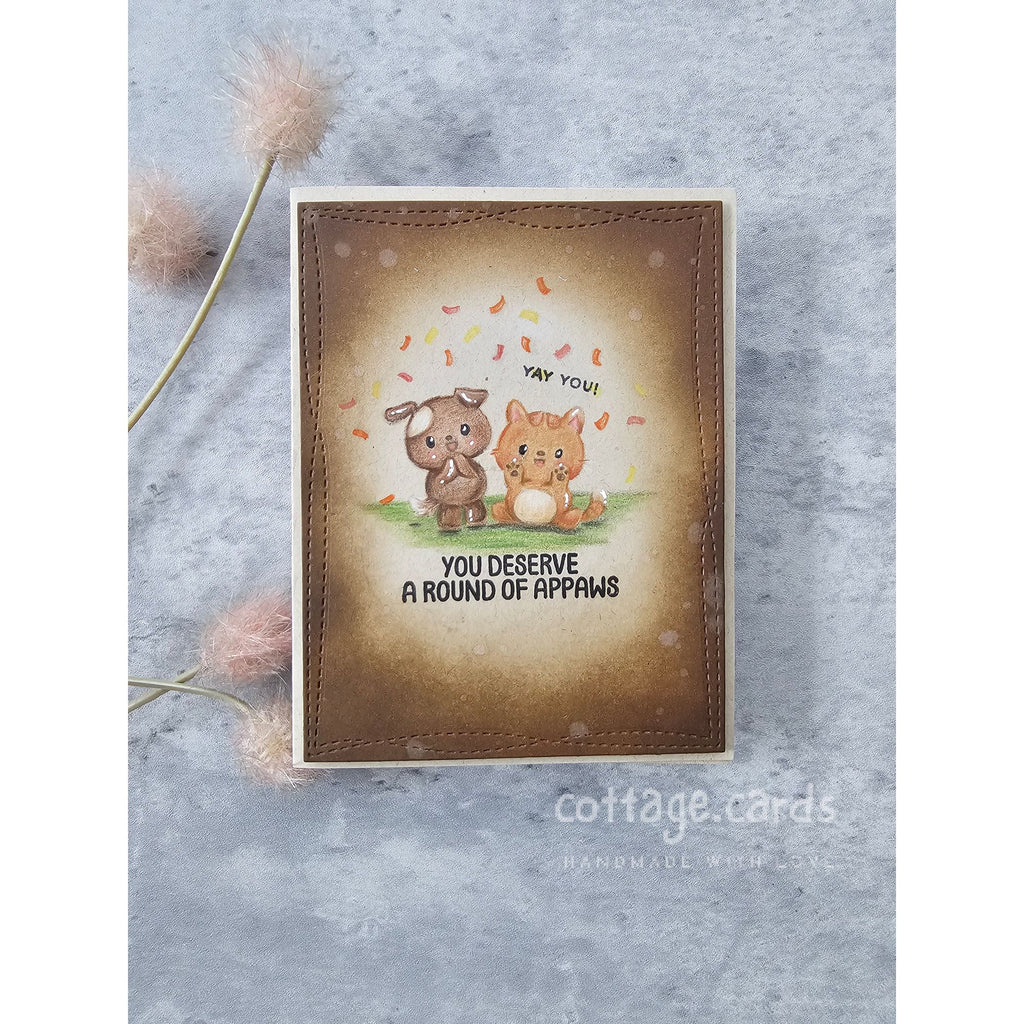 Simon Says Clear Stamps Round of Appaws 3184ssc Favorite Things Congrats Card