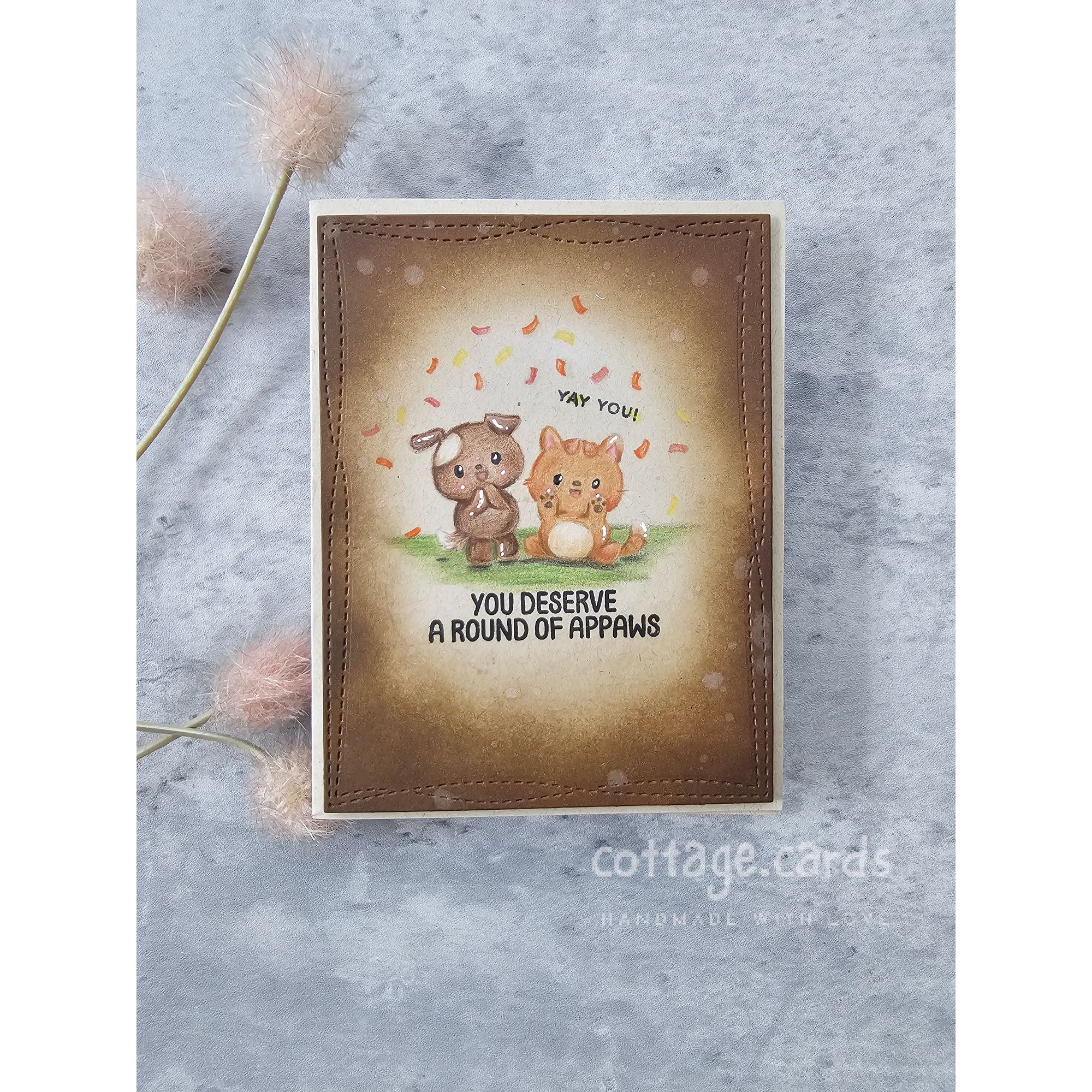 Simon Says Clear Stamps Round of Appaws 3184ssc Favorite Things Congrats Card