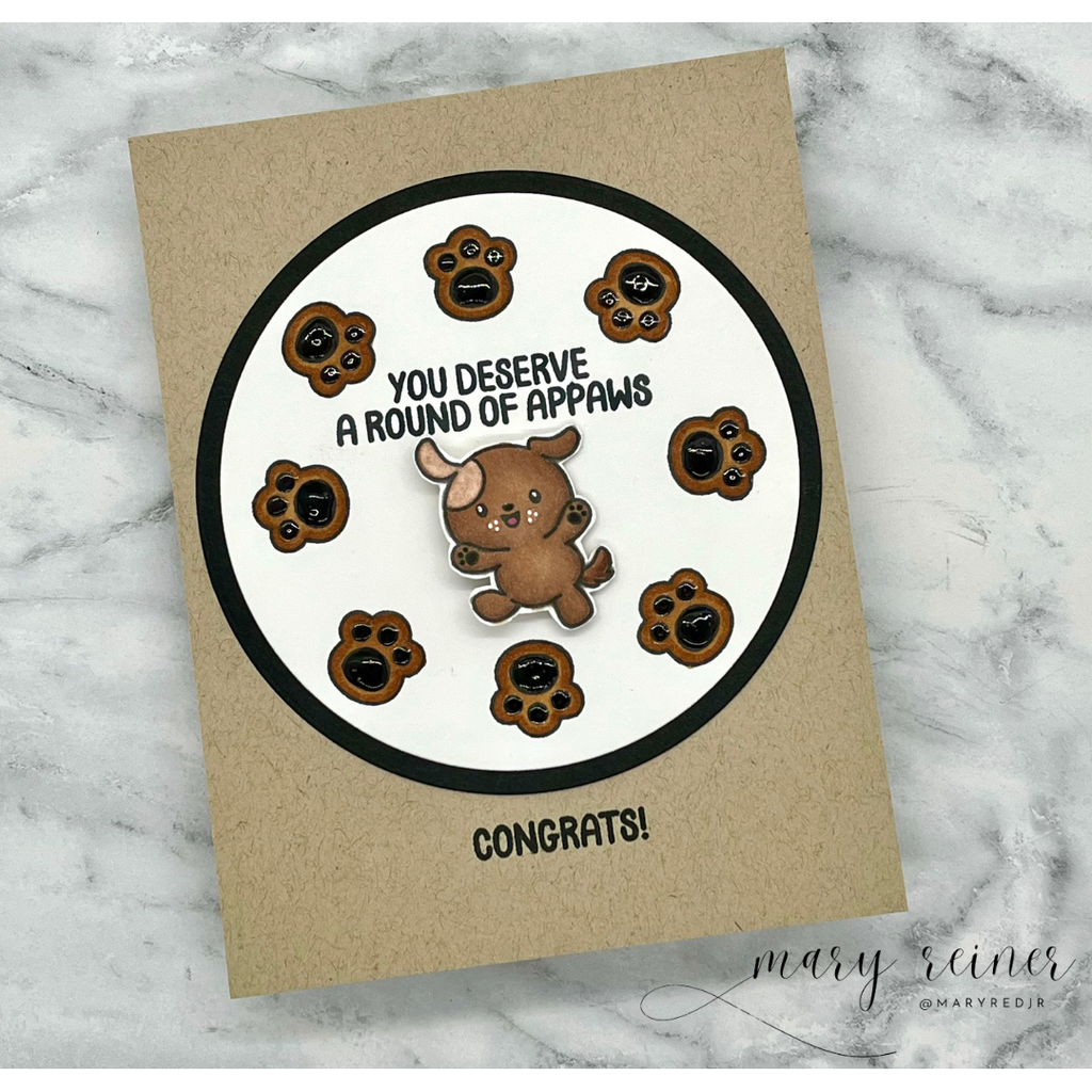Simon Says Clear Stamps Round of Appaws 3184ssc Favorite Things Congrats Card