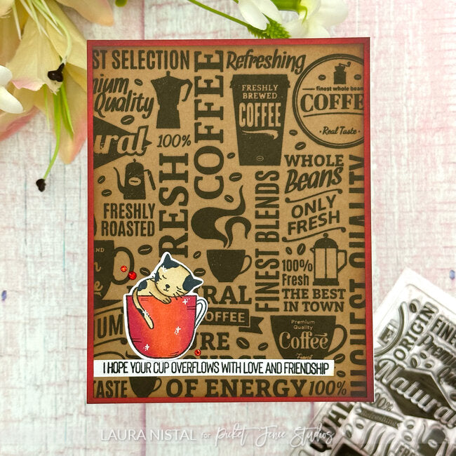 Picket Fence Studios Espresso Yourself Clear Stamps s-207 coffee friendship card