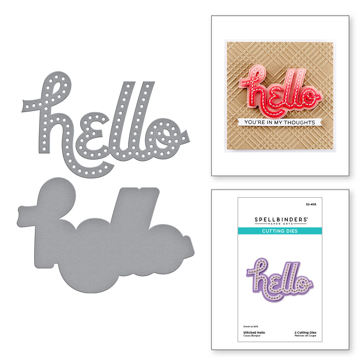 Spellbinders Stitched Hello Etched Dies s2-408