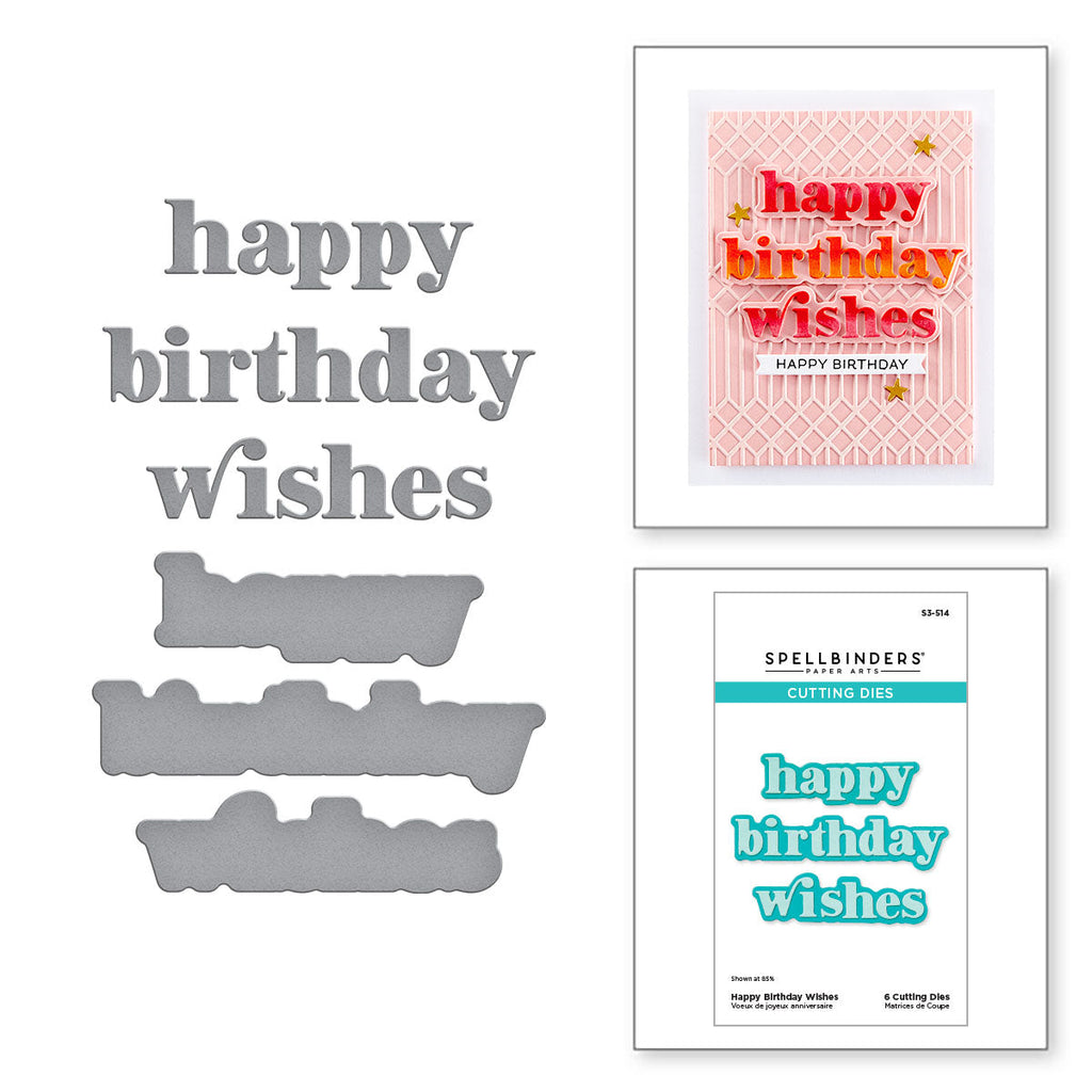 Spellbinders Happy Birthday Wishes Etched Dies s3-514