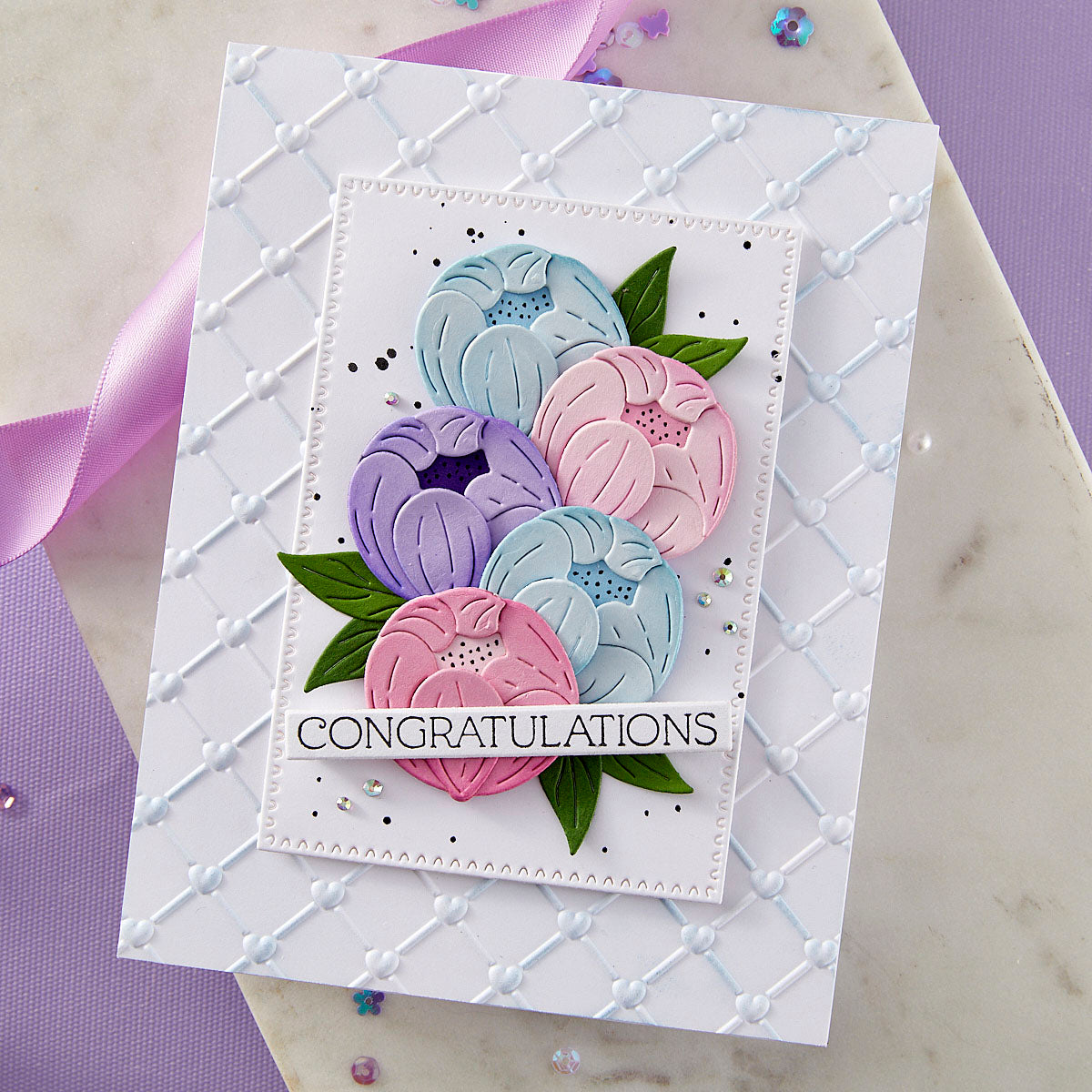 Spellbinders Gorgeous You Florals Etched Dies s3-517 congratulations