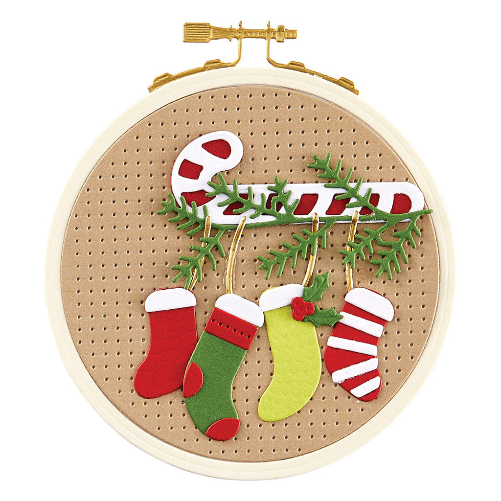 Spellbinders Faux Embroidered Stockings Etched Dies s3-519 christmas