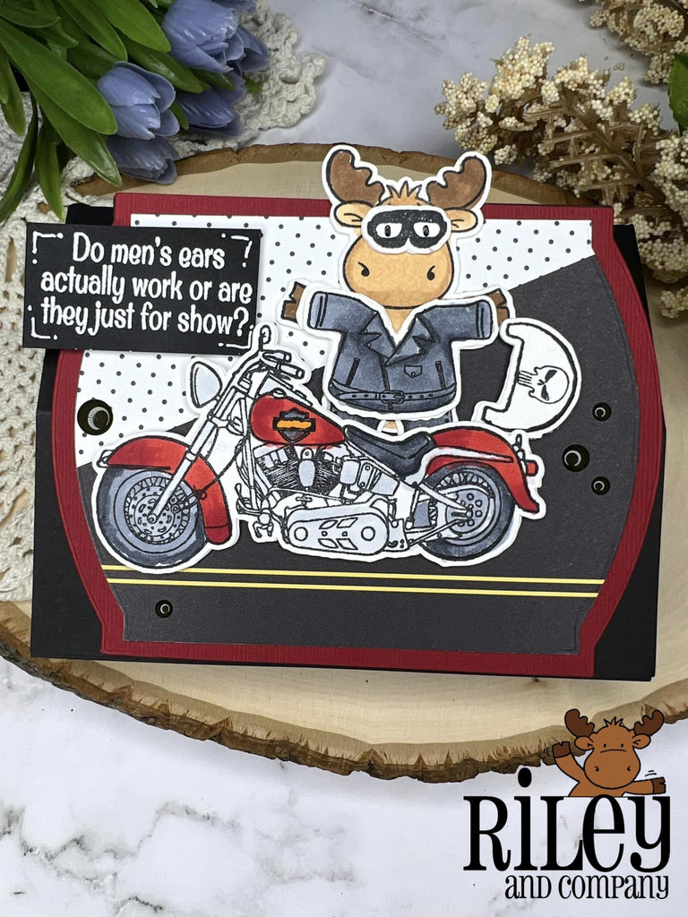 Riley And Company Funny Bones Men's Ears Cling Rubber Stamp rwd-1146 Motorcycle