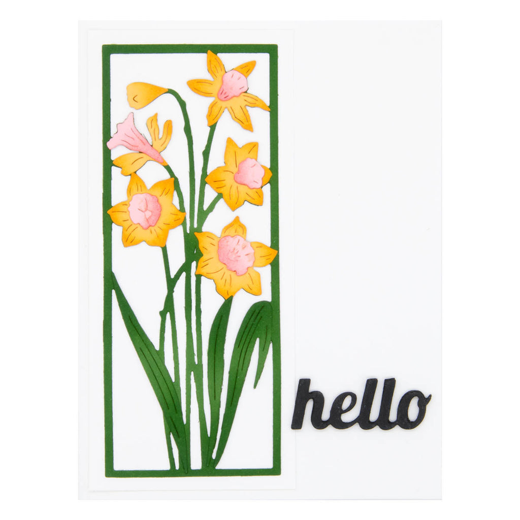 S4-1284 Spellbinders Daffodil Frame Etched Dies Hello