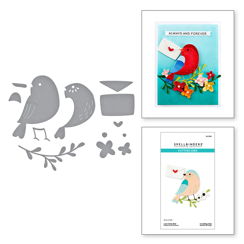 Spellbinders Love Note Bird Etched Dies s4-1352