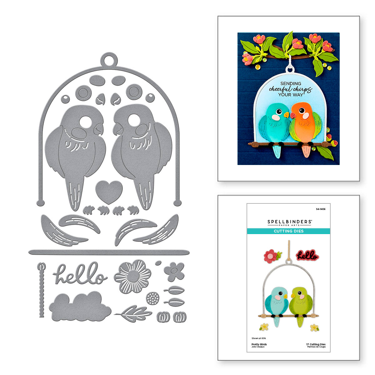 Spellbinders Pretty Birds Etched Dies s4-1406
