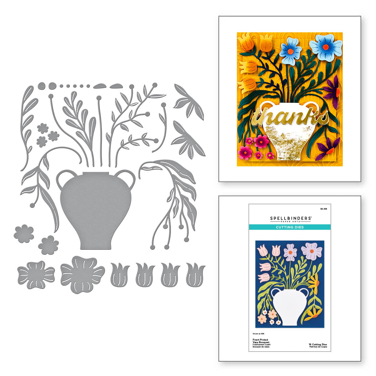 Spellbinders Fresh Picked Vase Bouquet Etched Dies s5-618 product image