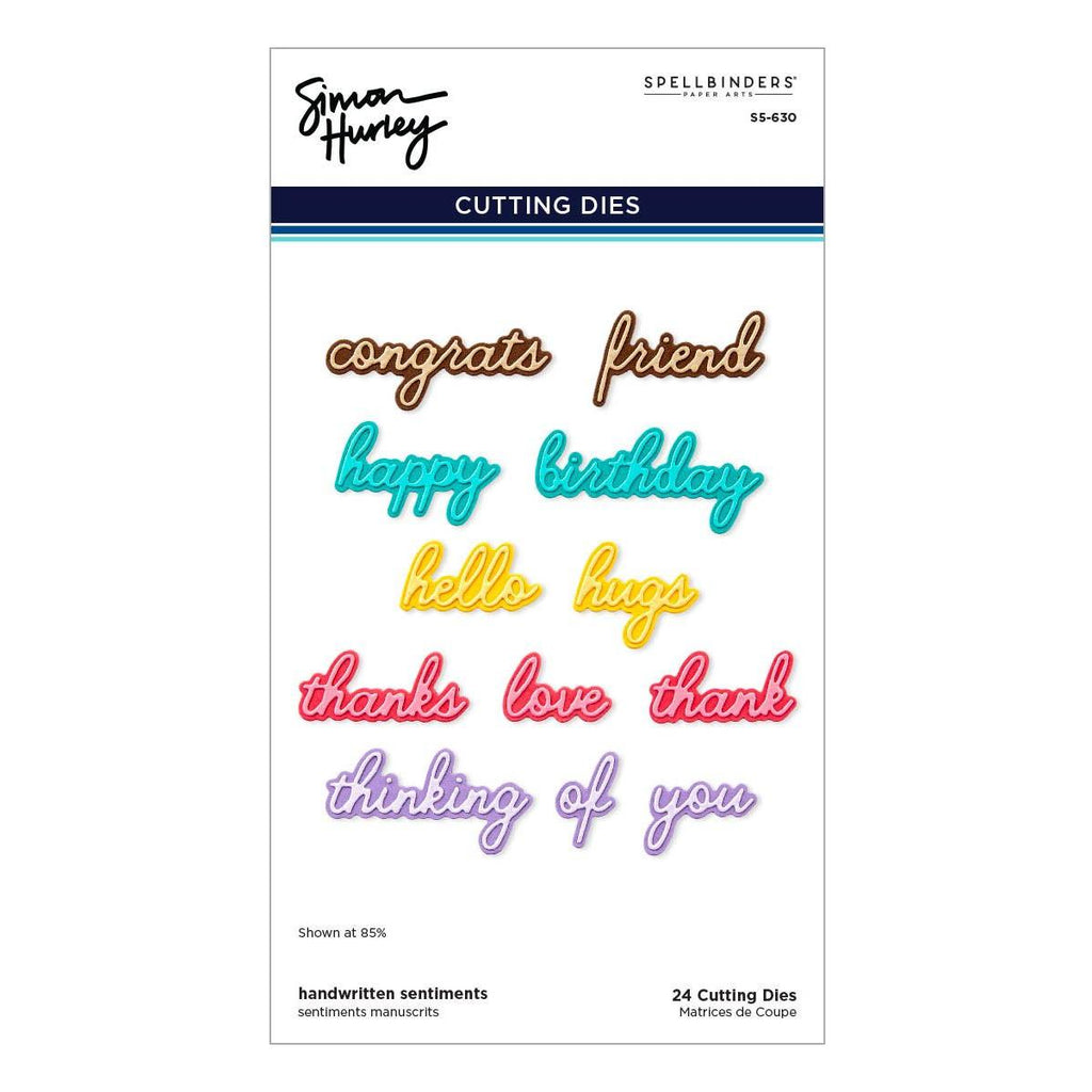 s5-630 Spellbinders Handwritten Sentiments Etched Dies