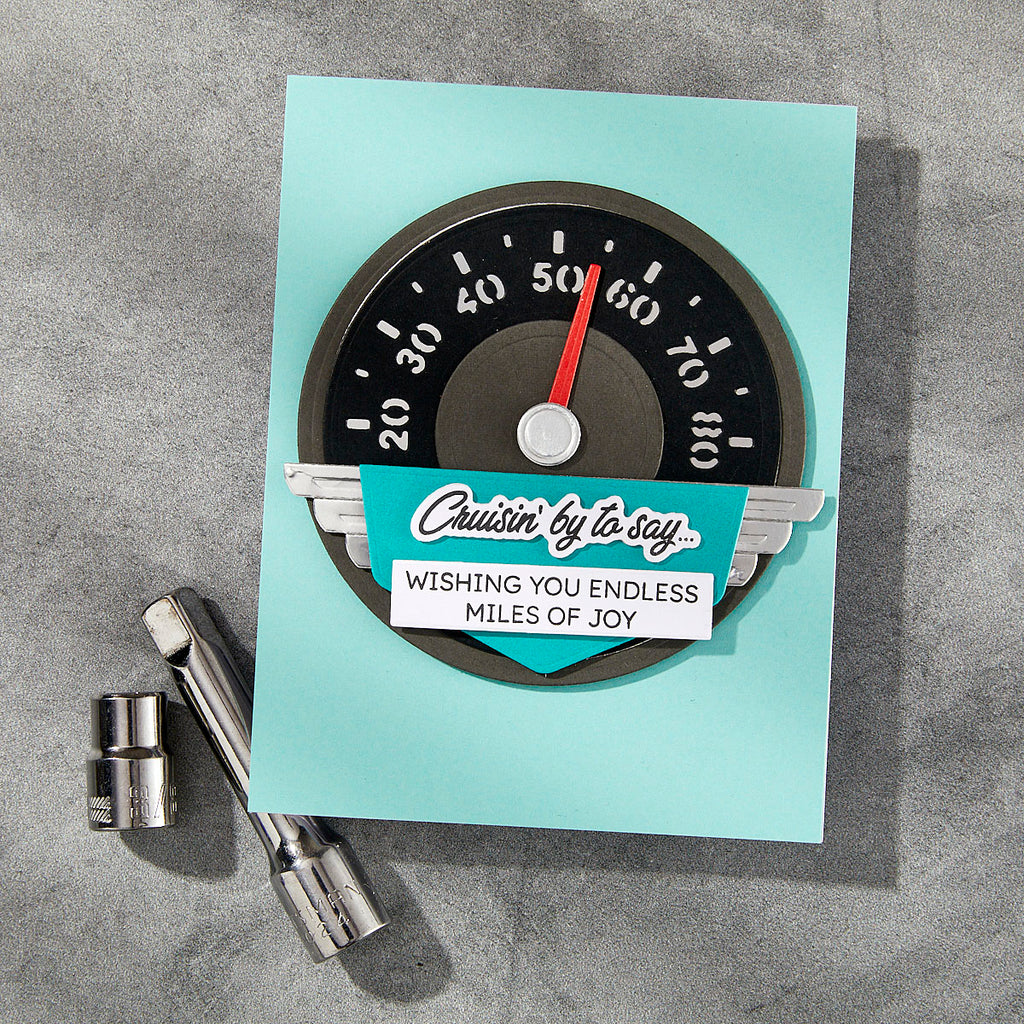 Spellbinders Speedometer Etched Dies s5-689 miles of joy
