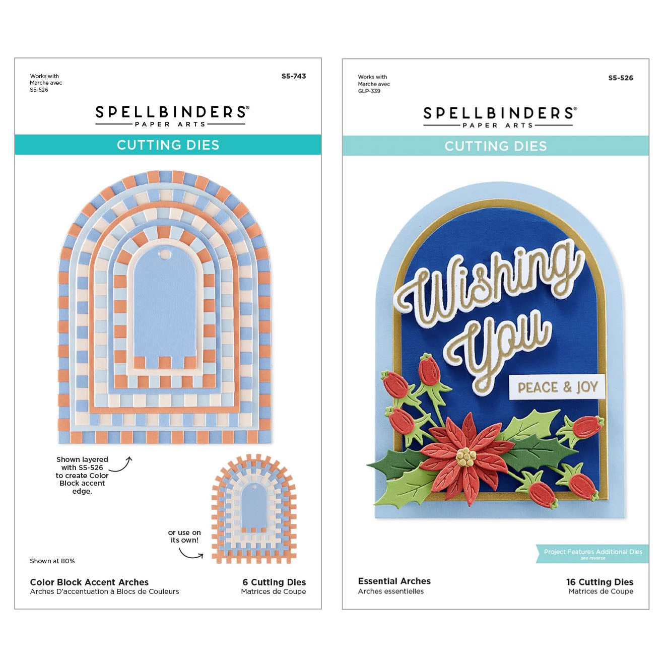 Spellbinders Color Block Accent and Essential Arches Die Bundle
