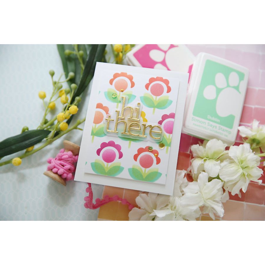 The Ink Stand White Small Rectangle issmrec Layered Stencil Background Hi There Floral Card | color-code:ALT01
