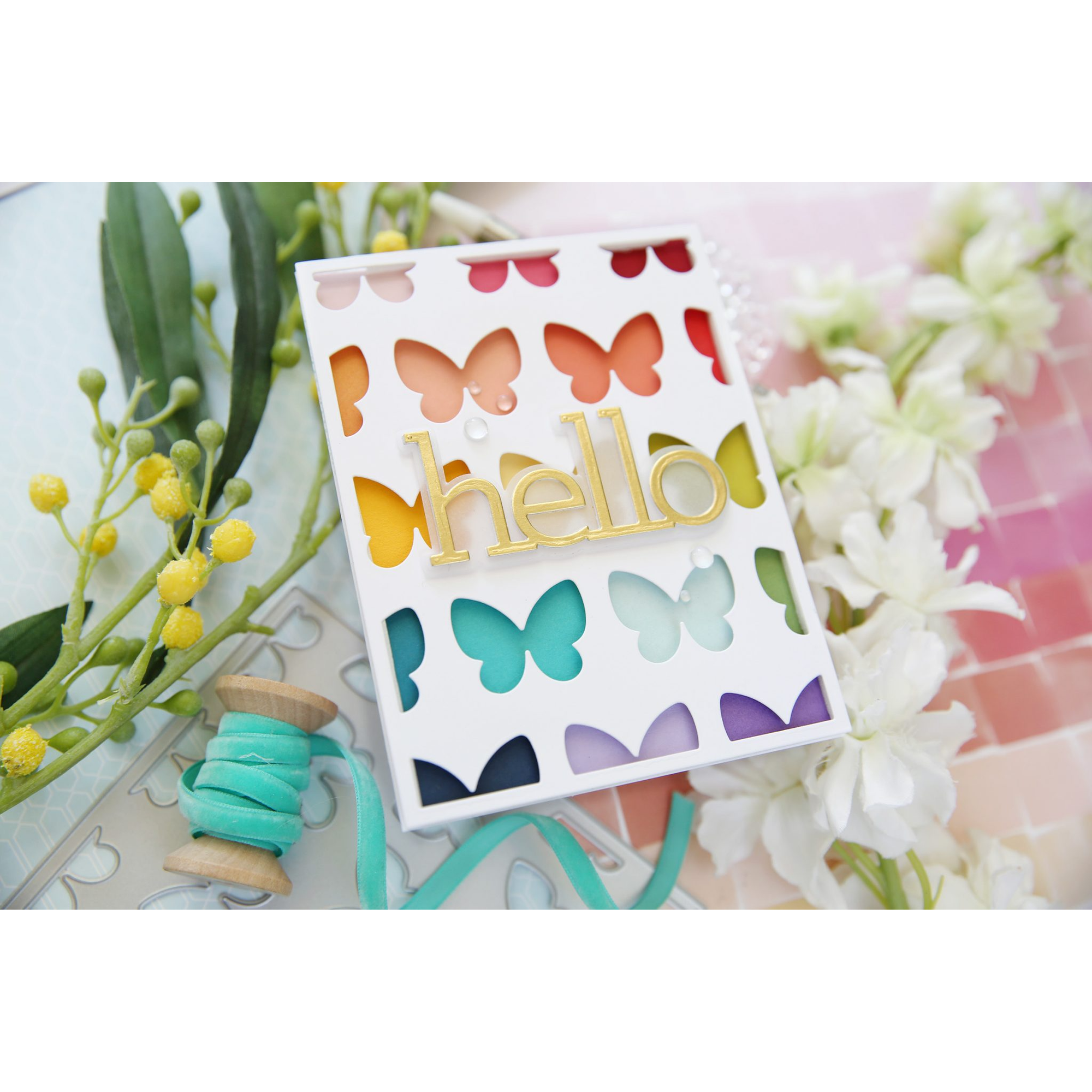Simon Says Stamp Billow Butterfly Plate Wafer Die s836 Out Of This World Hello Card | color-code:ALT06