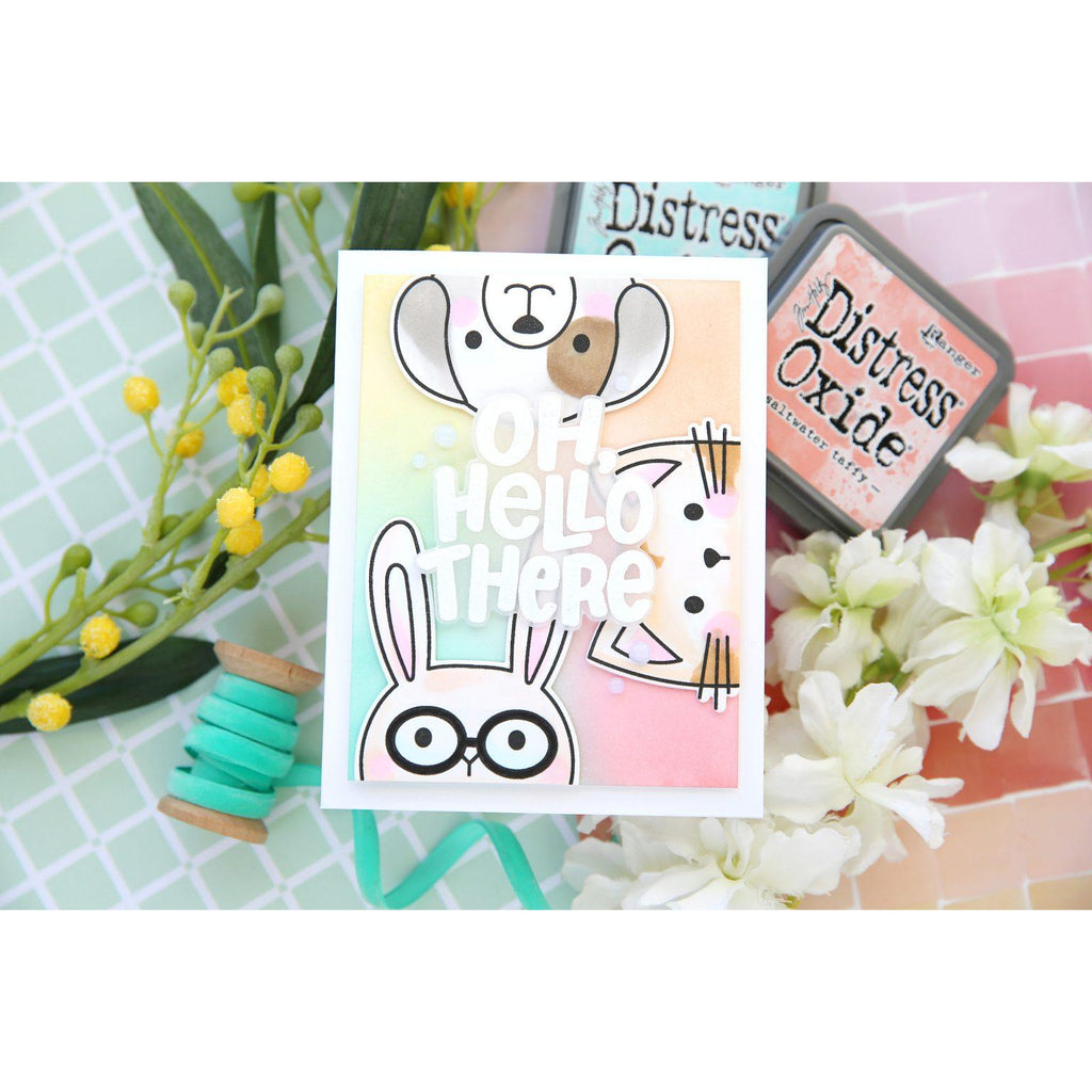 Tim Holtz Distress Saltwater Taffy Oxide Ink Pad And Reinker Bundle Ranger Blended Background Card | color-code:ALT03