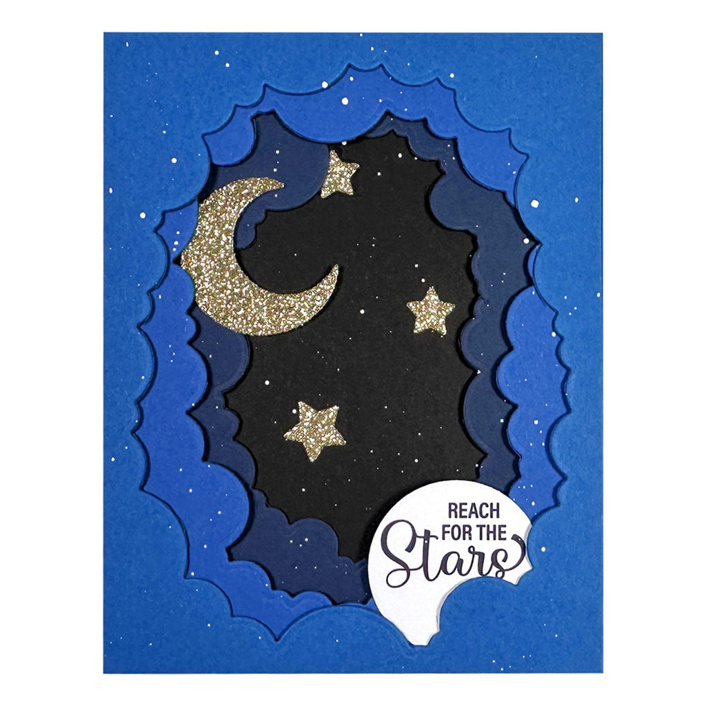 Spellbinders Tunnel Clouds Etched Dies s6-233 reach for the stars