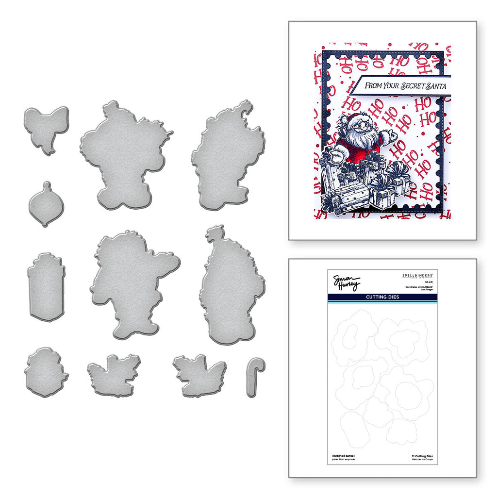 Spellbinders Simon Hurley Sketched Santas Coordinating Etched Dies s6-241