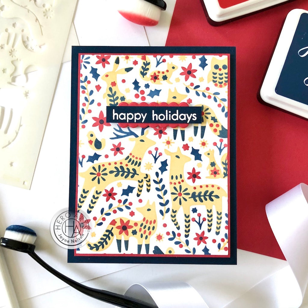 Hero Arts Color Layering Folk Winter Animals Stencils sa257 happy holidays