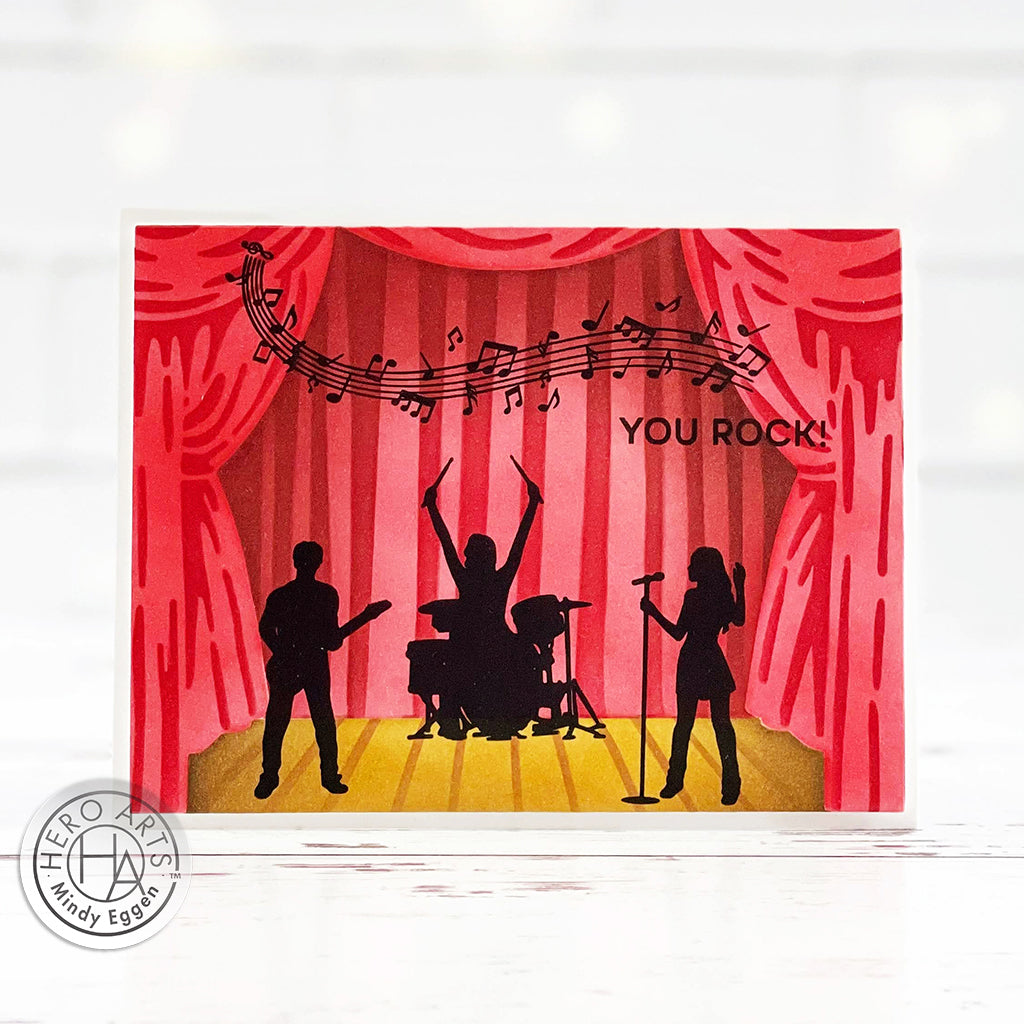 Hero Arts Ralph Tyndall Color Layering Stage Curtain Stencils sa264 you rock