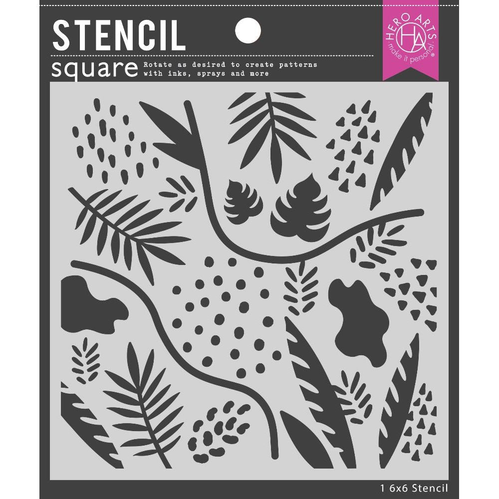 Hero Arts Leaves and Abstract Shapes Stencil sa269