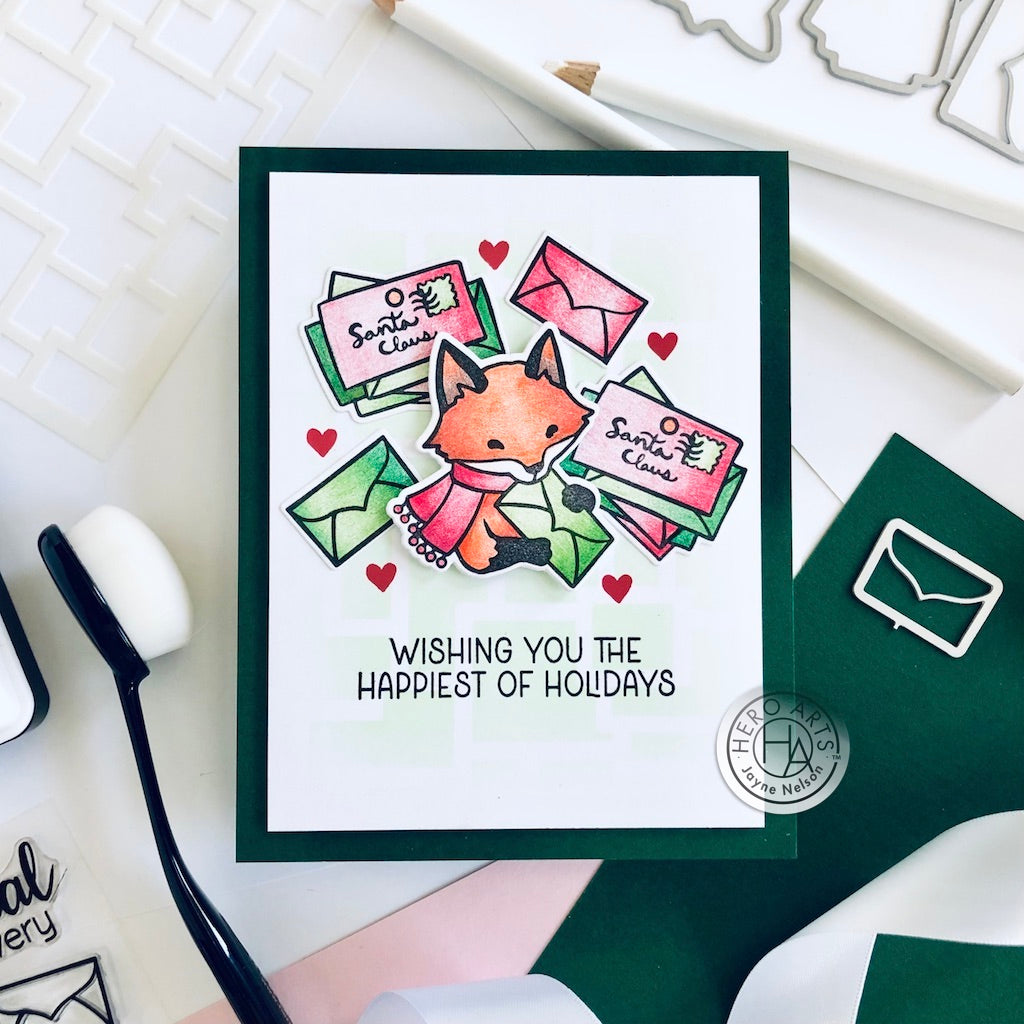 Hero Arts Winter Mail Critters Clear Stamp and Die Set sb385 fox