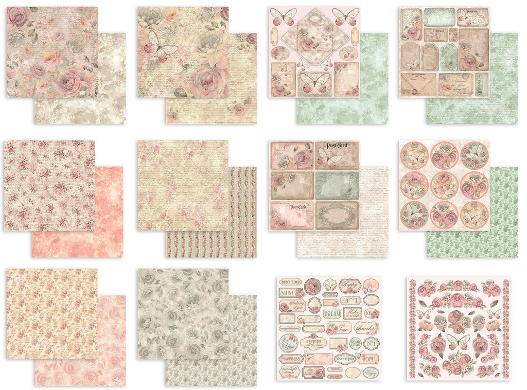 Stamperia SHABBY ROSE 12x12 Paper sbbl12 sheets