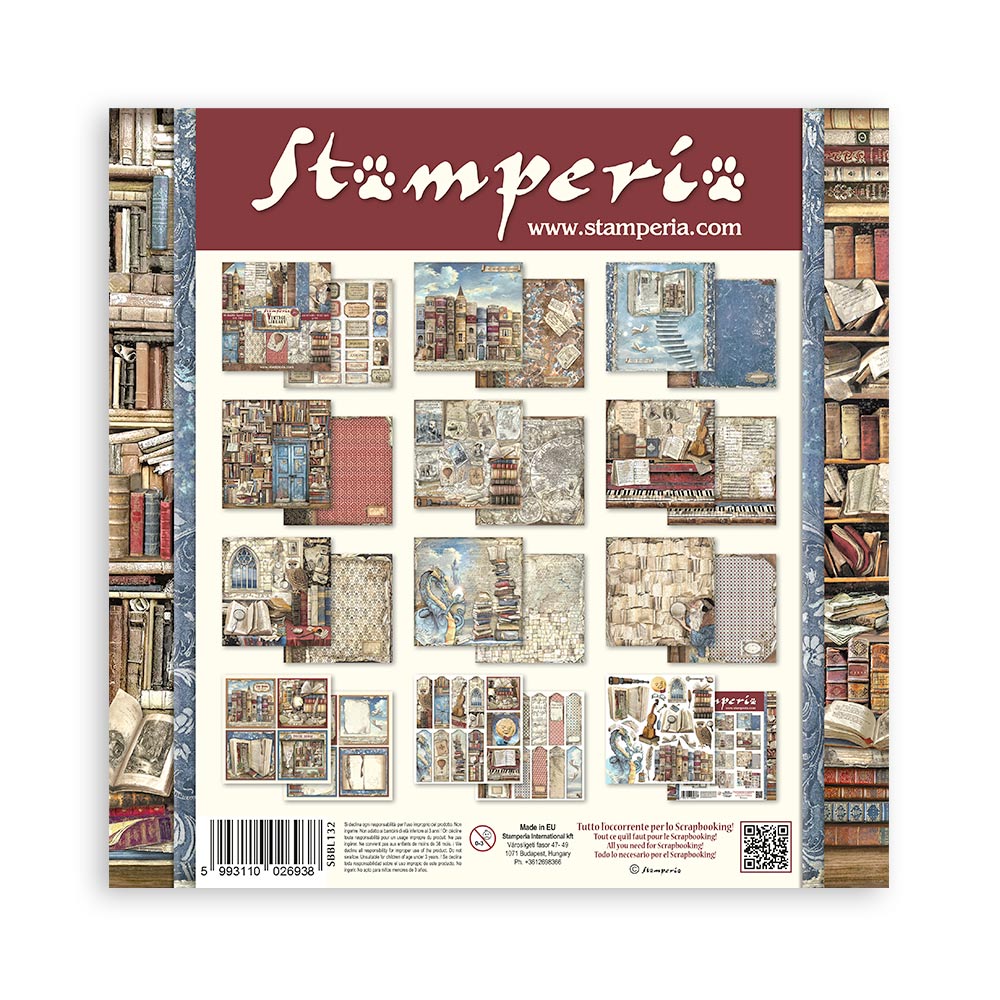 Stamperia Vintage Library 12 x 12 Paper sbbl132 back page