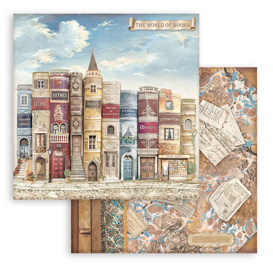 12x12 Vintage Library Backgrounds Cardstock Double Sided Cardstock 12x12  Cardstock Vintage Library Collection 23-1341 