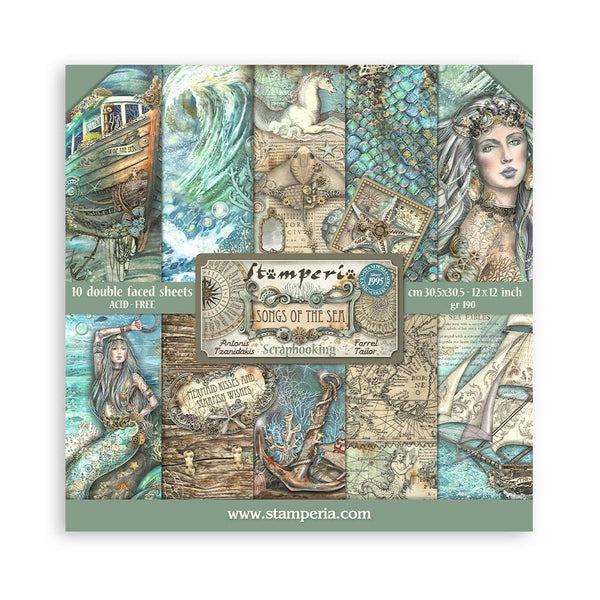 Stamperia Songs of the Sea Backgrounds 8” x 8” Paper Collection