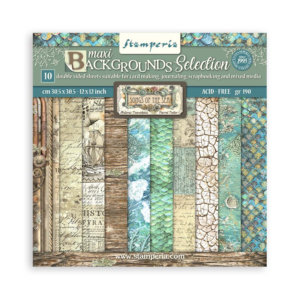 Stamperia Blue Land Collection 12x12 Scrapbooking Paper Pad Double Sided Paper  12 X 12 Inch Acid Free Paper 