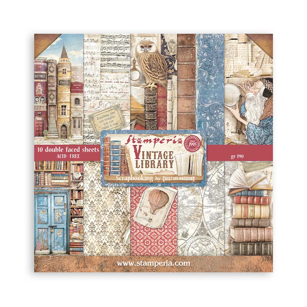 Stamperia Vintage Library 6 x 6 Paper sbbs80