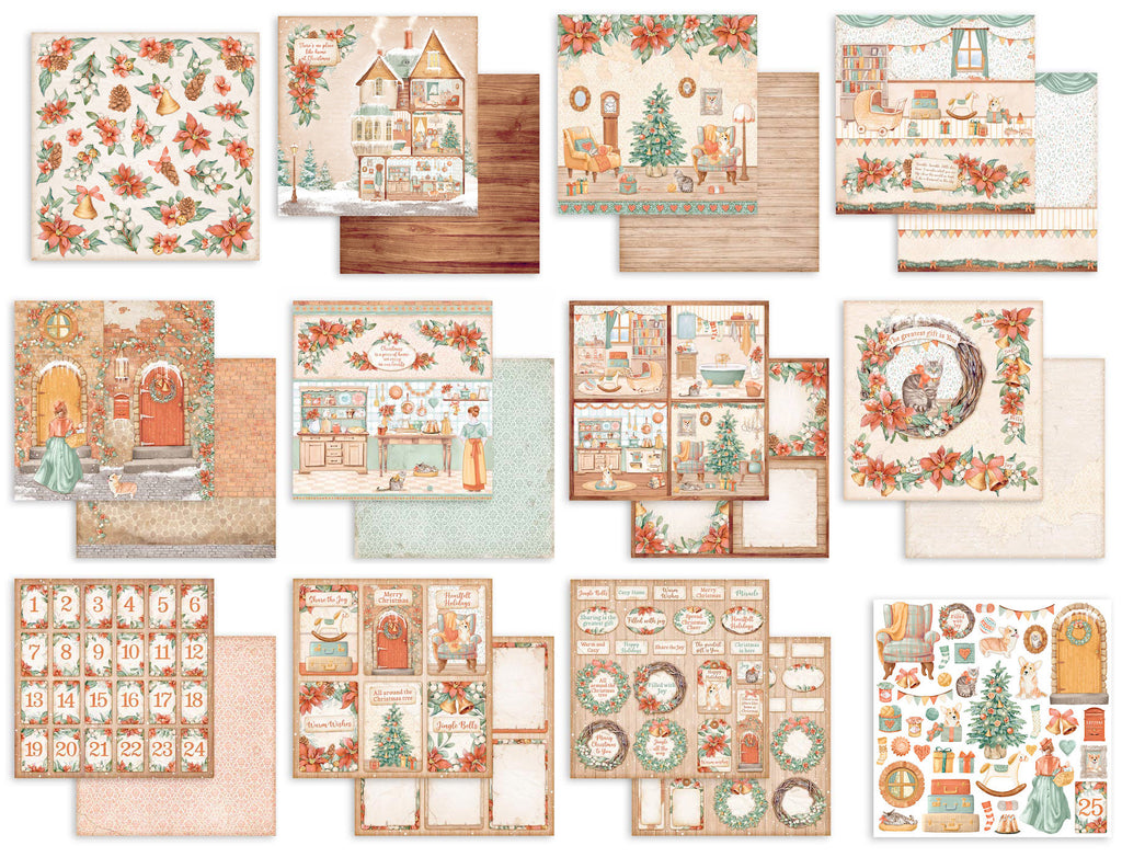 Stamperia Romantic All Around Xmas 8x8 Paper sbbs89 pages