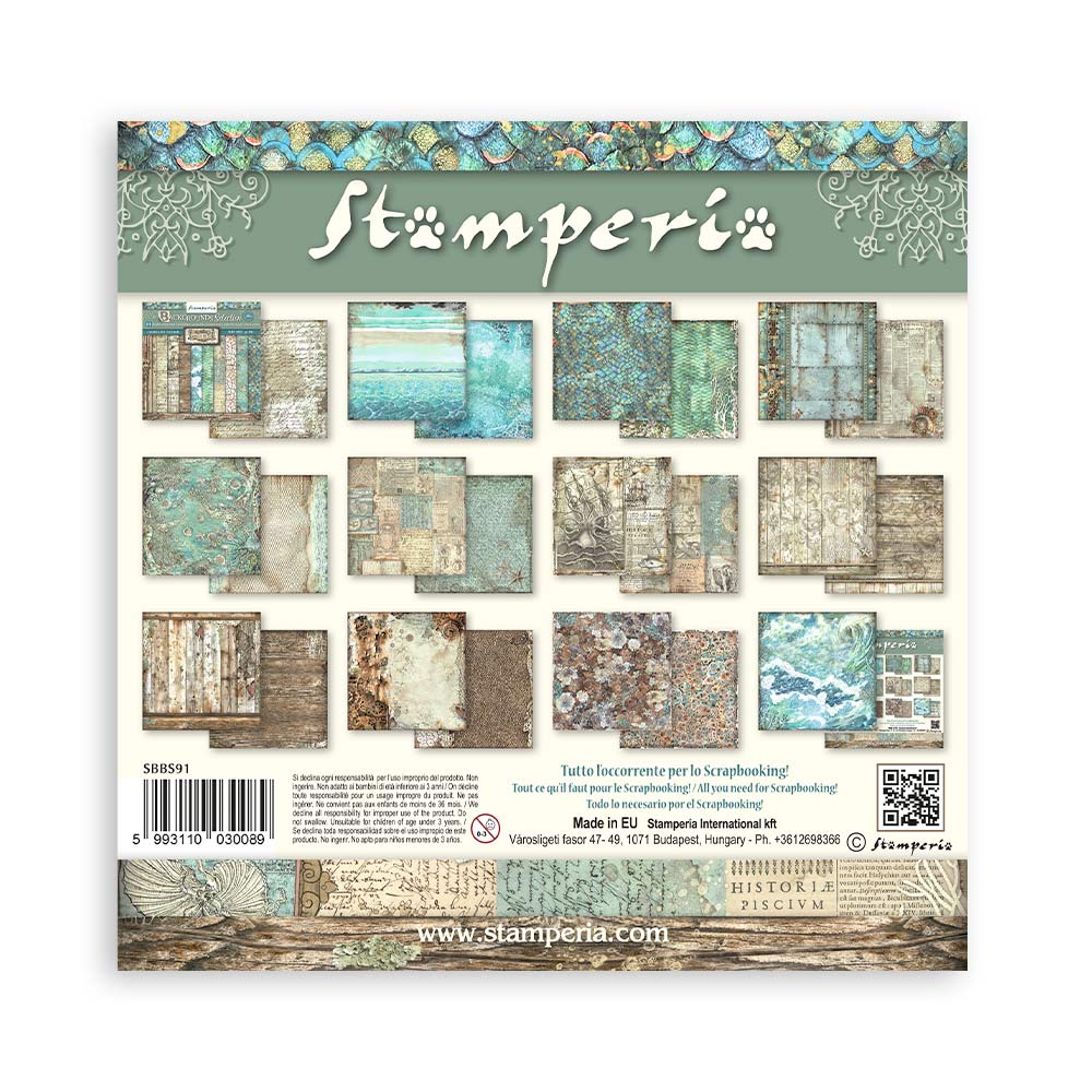 Stamperia Songs of the Sea 8x8 Backgrounds Paper sbbs91 pages