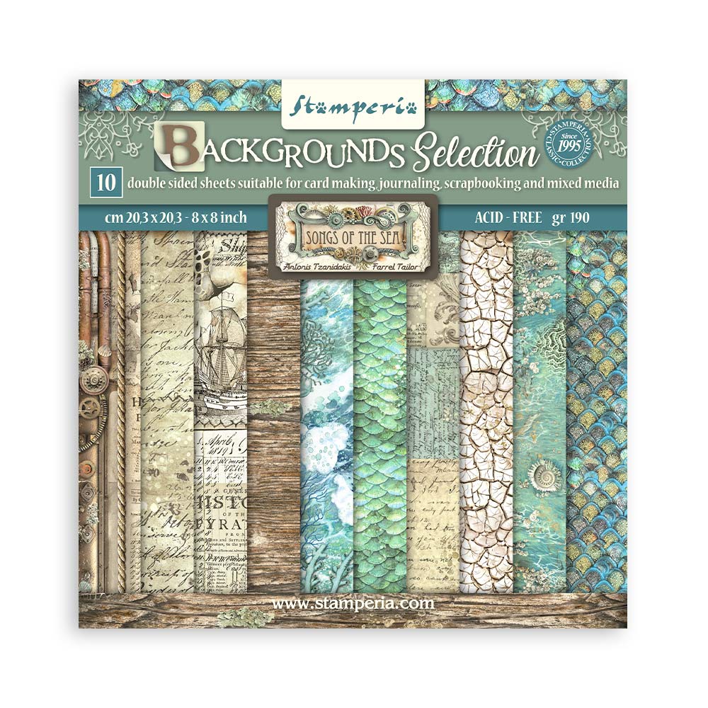Stamperia Songs of the Sea 8x8 Backgrounds Paper sbbs91