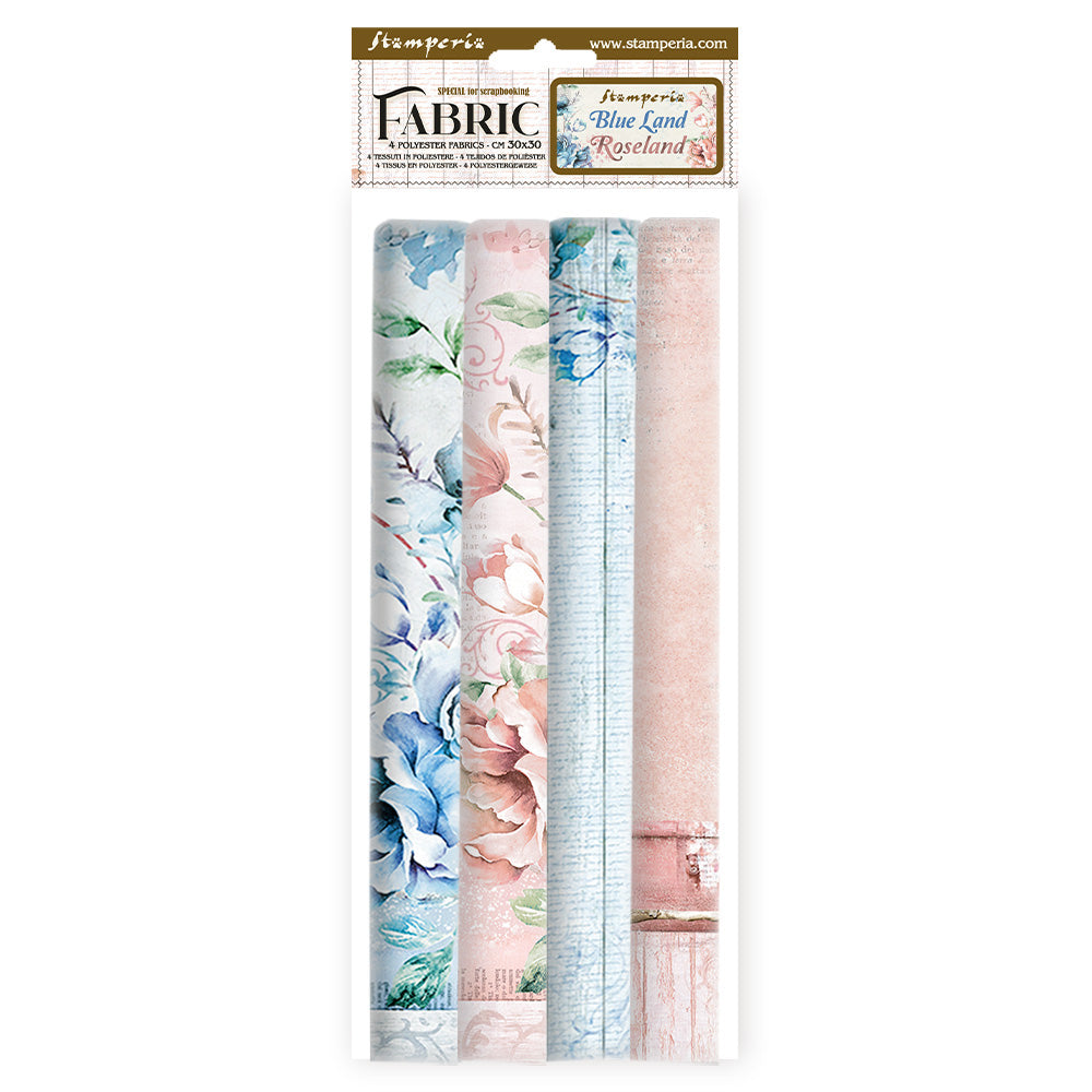 Stamperia Blue And Roseland 12x12 Fabric Sheets sbplt15