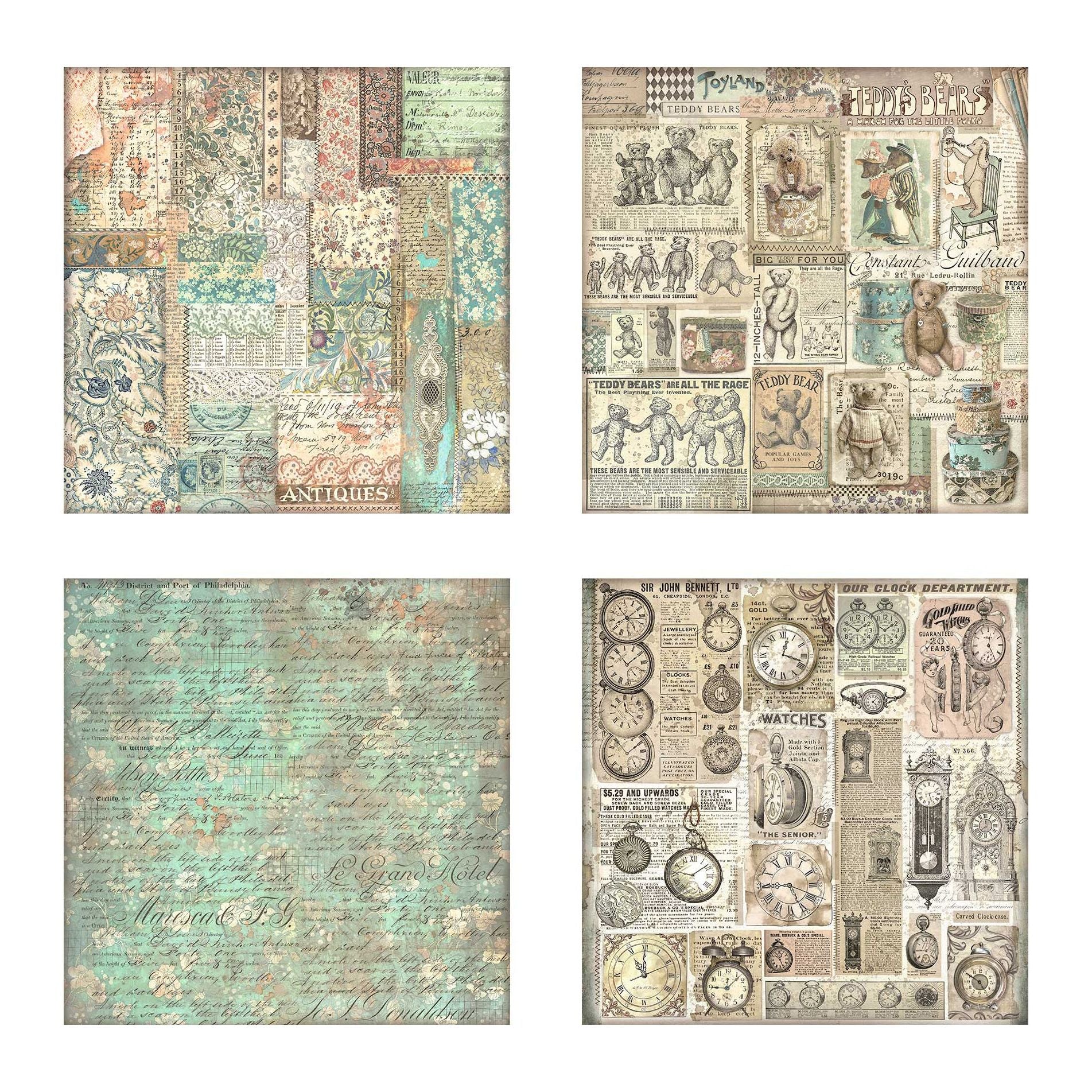 Stamperia Brocante Antiques Fabric Sheets sbplt24 sheets