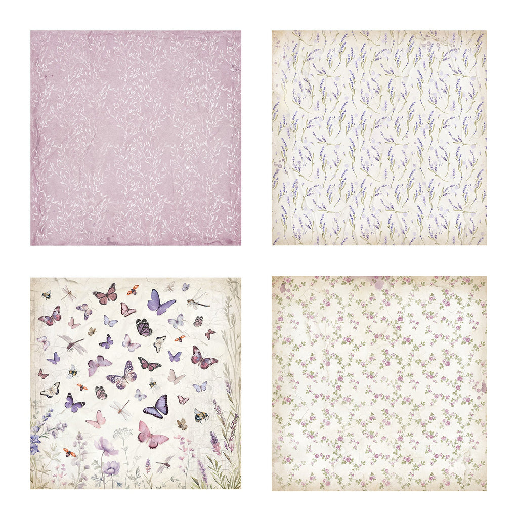 Stamperia Romantic Lavender Fabric sbplt30 butterflies