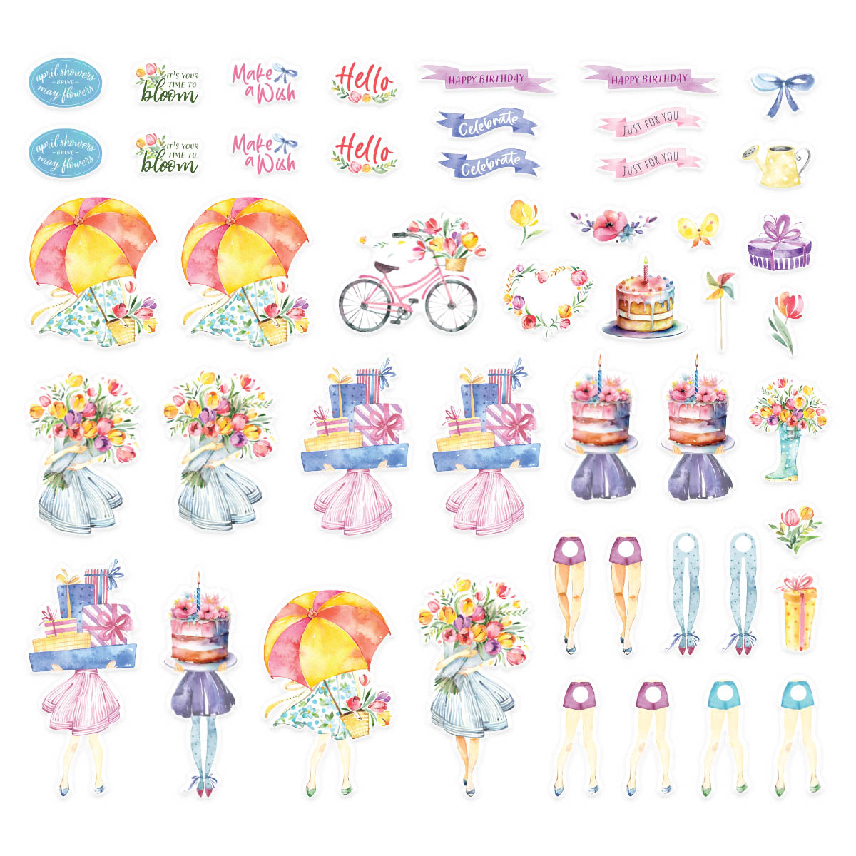scs-329 Spellbinders Dancin' Watercolor Celebrations Printed Die Cuts product image