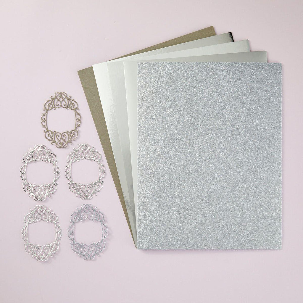 Spellbinders Silver Assortment Treasured Cardstock Pack scsp-002 cuts